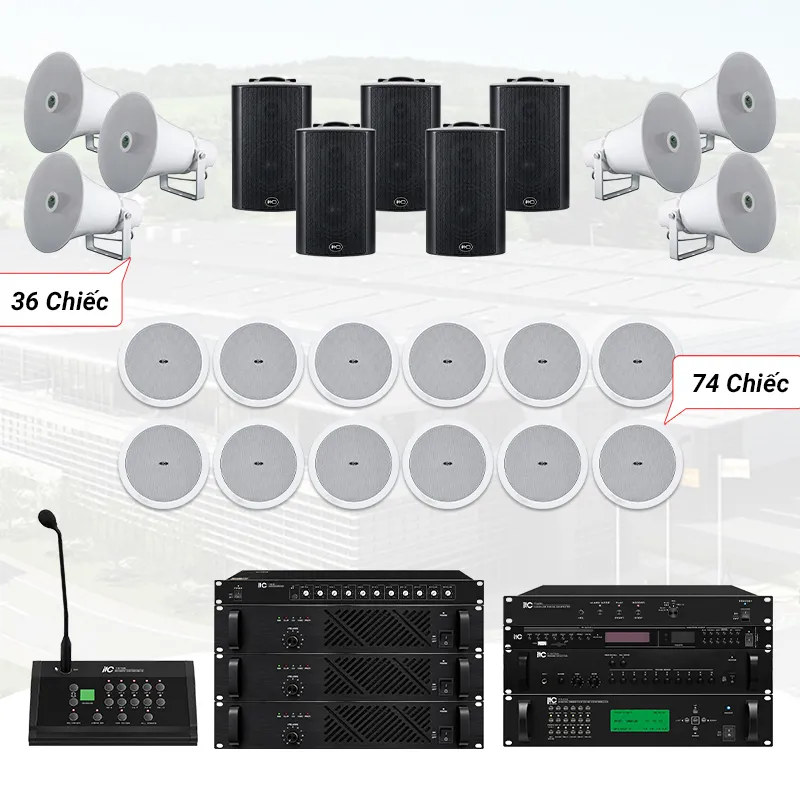Ảnh minh họa Hệ thống âm thanh thông báo analog cho nhà xưởng trên 20.000m2, phân tối đa 10 vùng (ITC T-105, T-720R, T-775P,…) 1