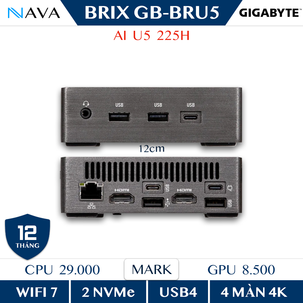 Mini PC GIGABYTE BRIX GB-BRU5-225H 6BXARH5SWMR Ultra 5 225H Intel ARC 130T