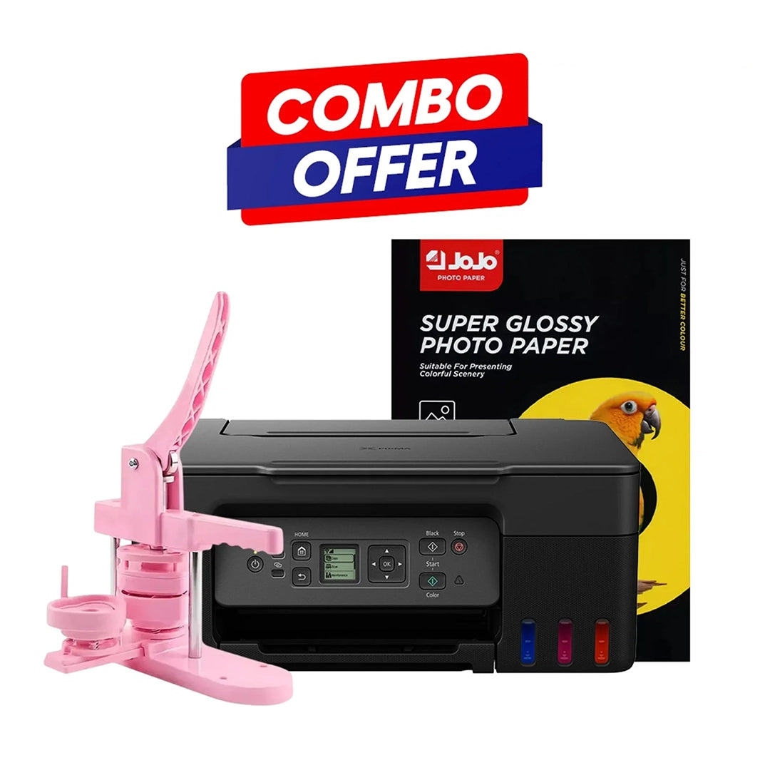 Canon PIXMA G3430 máy in mực liên tục kèm giấy JoJo và bộ huy hiệu trái tim