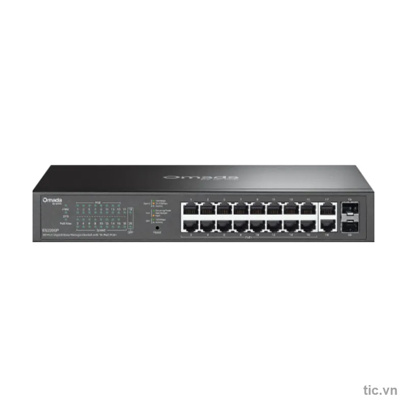 Switch PoE Omada 20 cổng Gigabit TP-Link ES220GP 16 cổng PoE+ 150W Chính Hãng