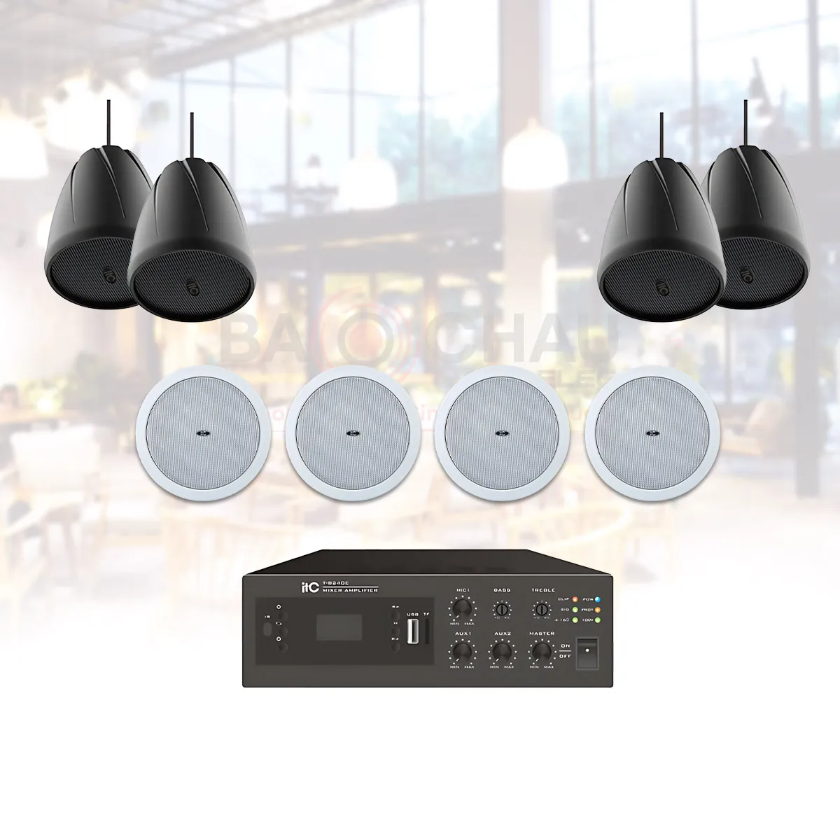 Ảnh minh họa Hệ Thống Âm Thanh Nhạc Nền Quán Cafe, Nhà Hàng, Shop, Spa ITC 06 (ITC T-750D, ITC T-105, ITC T-B120E) 1
