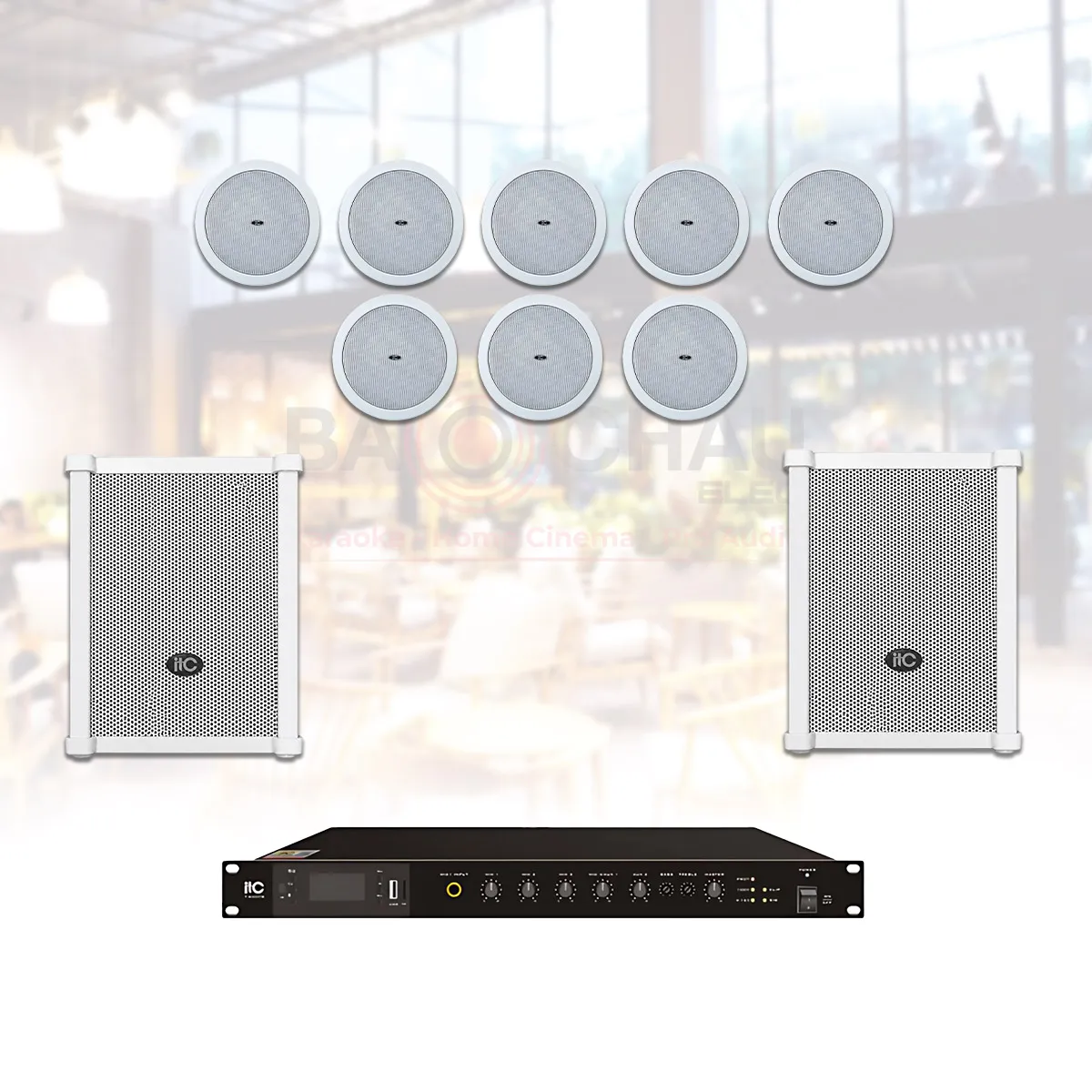 Ảnh minh họa Hệ Thống Âm Thanh Nhạc Nền Quán Cafe, Nhà Hàng, Shop, Spa ITC 11 (ITC T-105, ITC T-901B, ITC T-B120D) 1