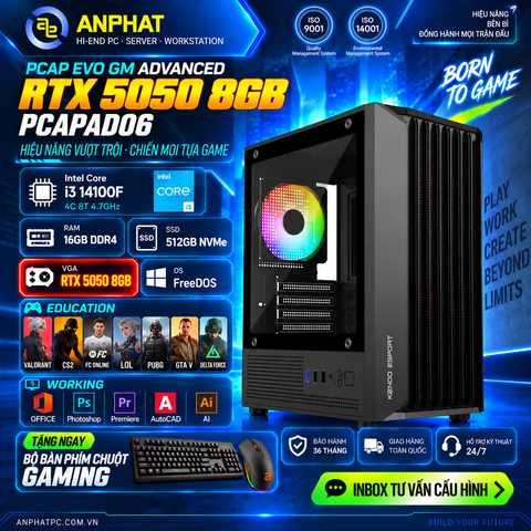 PC GAMING PCAP EVO GM ADVANCED RTX 5050 8GB / Intel Core i3 14100F /