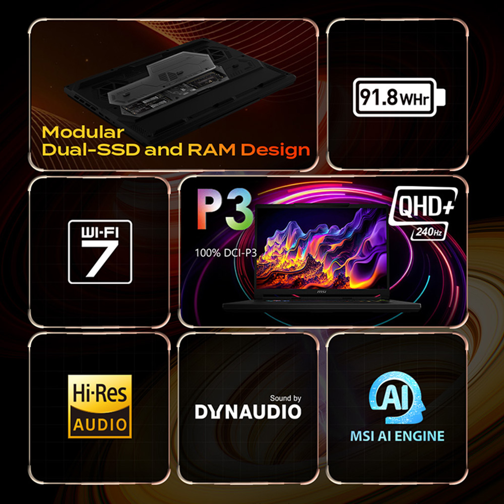 Ảnh minh họa Laptop MSI Raider A16 HX B8WH-031VN (Ryzen 9 8940HX, RTX 5070 Ti 12GB, RAM 32GB DDR5, SSD 1TB, 16 Inch IPS QHD+ 240Hz, Win 11) 3