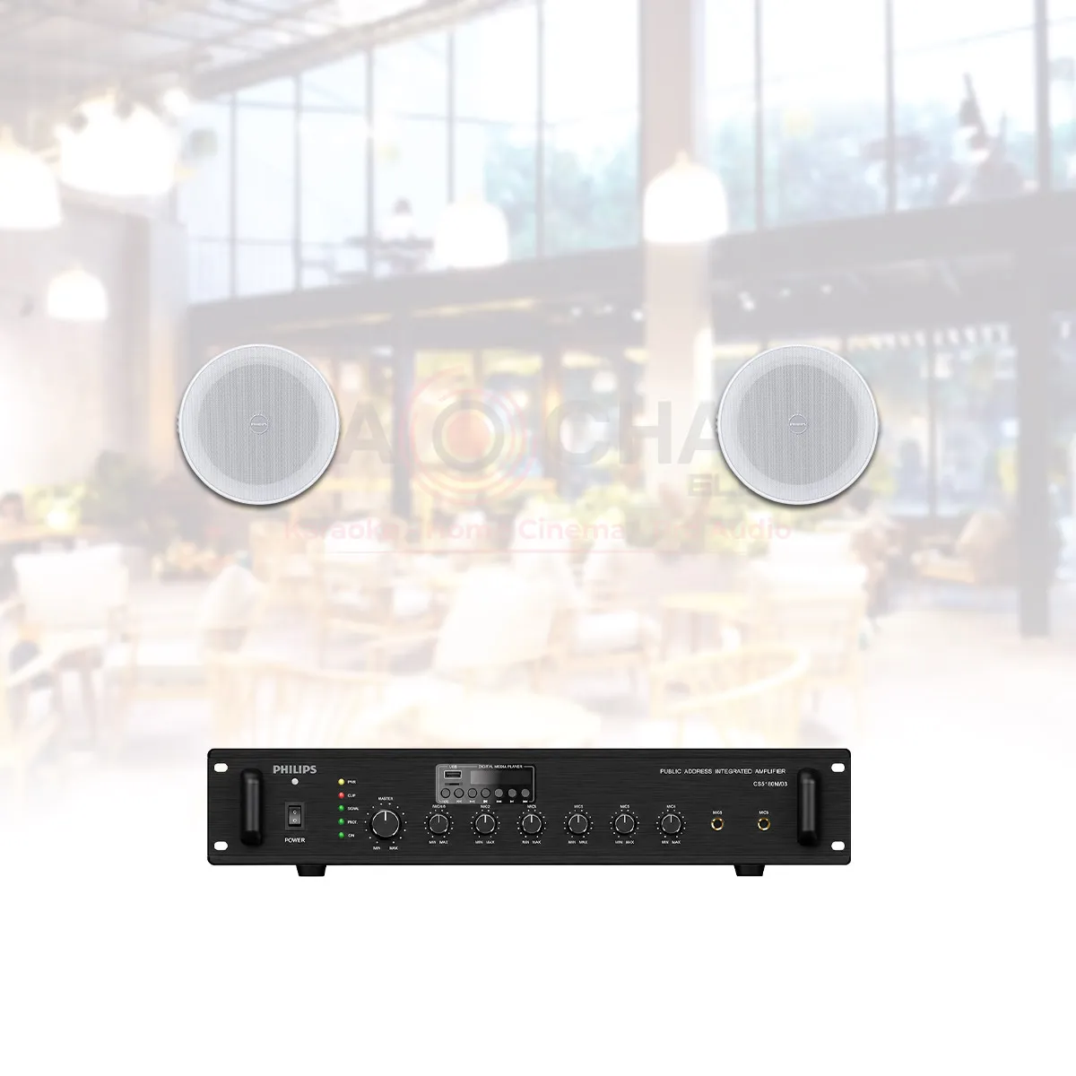 Ảnh minh họa Hệ thống âm thanh nhạc nền cafe nhà hàng spa Philips 01 - 20-50m2 (Philips CSS1000/70-05, Philips CSS1800/70 40W) 2