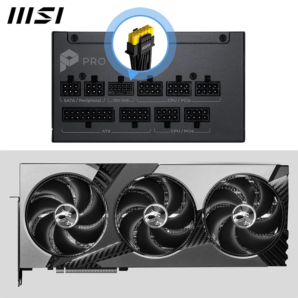 Ảnh minh họa Nguồn máy tính MSI PRO A1000PL PCIE5 1000W 80 Plus Platinum PRO-A1000PL-PCIE5 2