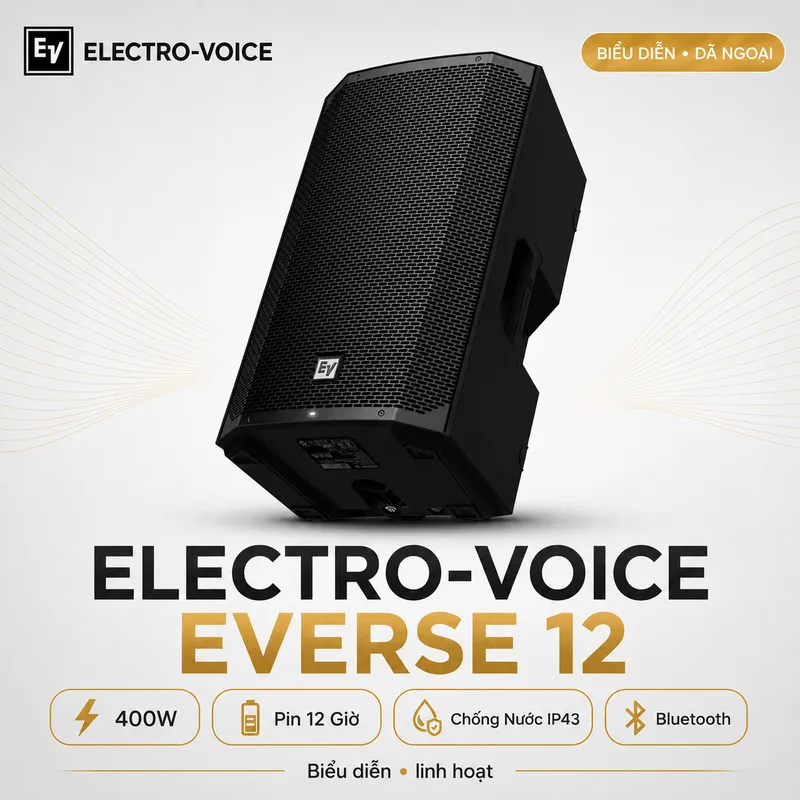 Ảnh minh họa Loa Electro Voice Everse 12 (Công Suất 400W, Pin 12 Giờ, Chống Nước IP43, Bluetooth) 1