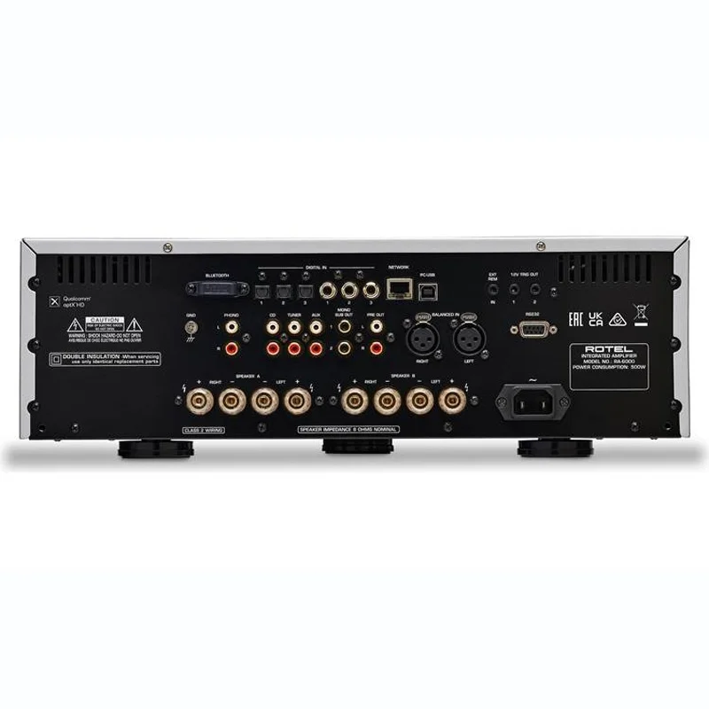 Ảnh minh họa Amply Rotel RA6000, 350 W/kênh, Class A B, DAC, Coaxial, Optical, RCA, XLR, USB, Bluetooth aptX HD 2