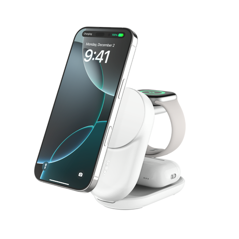 Sạc Belkin 3-in-1 Qi2 25W Gập Gọn | Chính Hãng MagSafe Round Form