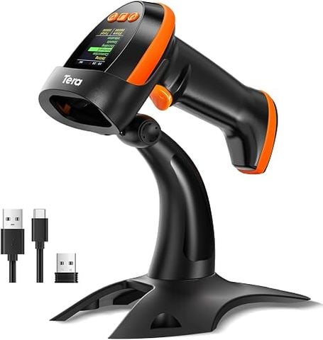 Máy Quét Mã Vạch Tera HW0009-Z 2D Không Dây Có Màn Hình Kèm Chân Đế
