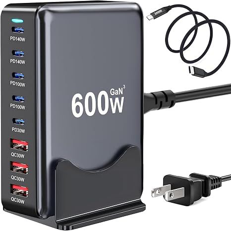 Trạm Sạc USB-C 600W GaN III Đa Cổng PD 140W