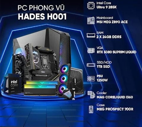 PC PV Gaming Hades H001 (Intel Ultra 9 285K/ GeForce RTX 5080/ 2 x 24GB/ 1TB SSD/ Free DOS)