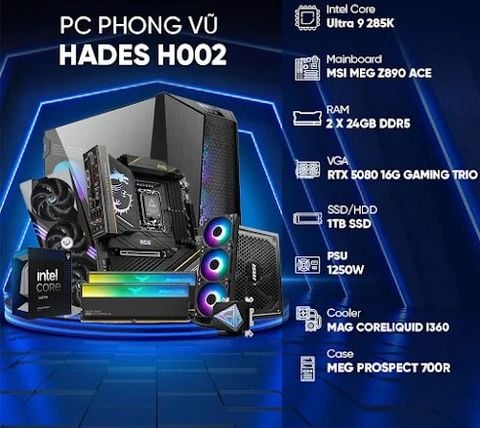 PC PV Gaming Hades H002 (Intel Ultra 9 285K/ GeForce RTX 5080/ 2 x 24GB/ 1TB SSD/ Free DOS)