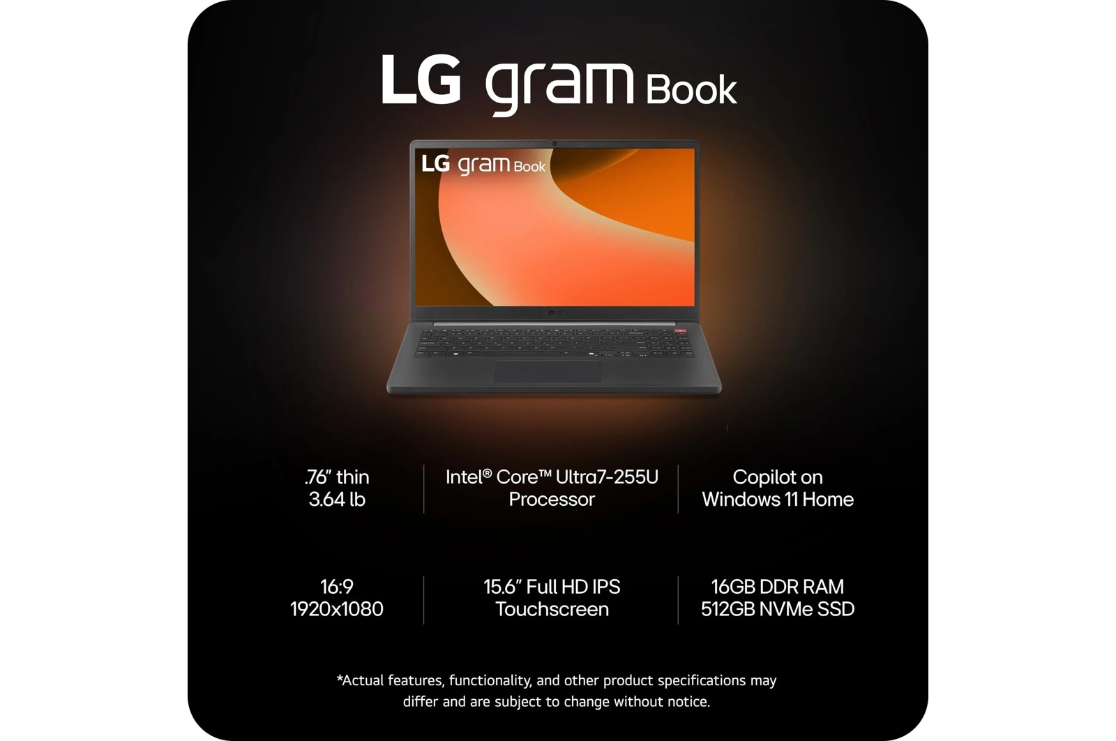 Ảnh minh họa LG gram Book 15U55T Core Ultra 7 255u RAM 16GB SSD 512GB 15.6 inch FHD Windows 11 1