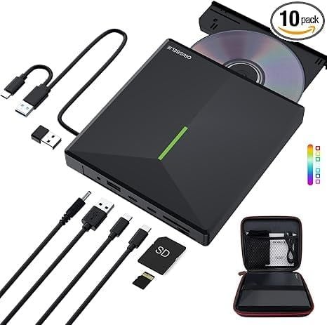 Ổ Đĩa CD/DVD ORIGBELIE Gắn Ngoài Kèm Hub USB Và Đọc Thẻ