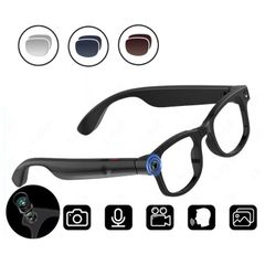  Kính thông minh AIMB-G1 có camera 5MP và công nghệ dịch thuật AI thời gian thực, video ổn định 1080P, bộ 3 ống kính (màu đen) 