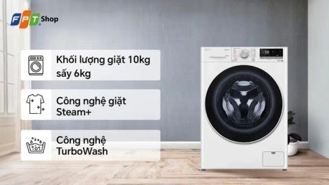 LG Inverter giặt 10 kg - sấy 6 kg FV1410D4W1