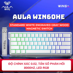  Bàn phím cơ Aula Win60he Standard White Engraved Gray Wood Magnetic Switch 