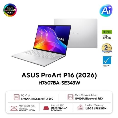 Ảnh minh họa Laptop ASUS ProArt P16 H7607BA-SE343W (NVIDIA RTX Spark N1X | 128GB | 1TB | NVIDIA Blackwell RTX GPU | 16.0 inch 4K OLED | Win 11 | Trắng) 1