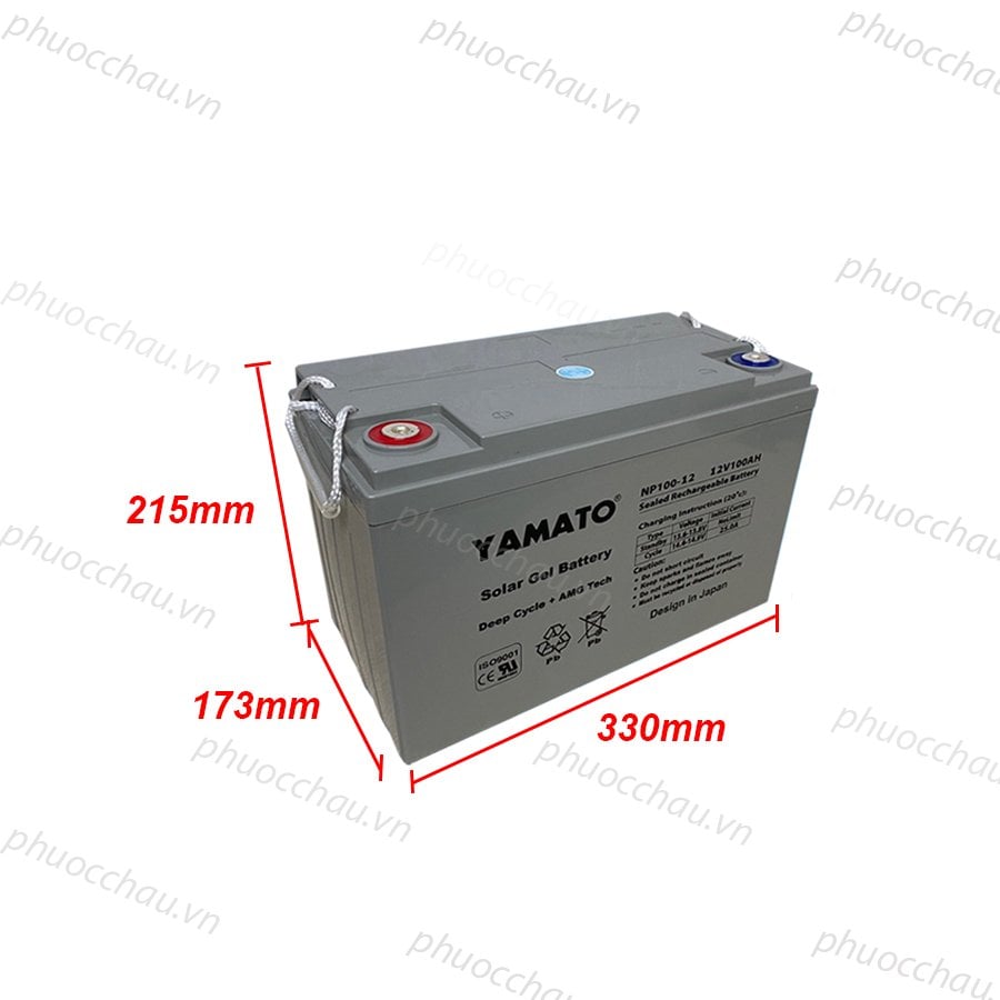 Ảnh minh họa Ắc Quy Xe Máy Điện YAMATO NP100-12 12V-100Ah, acquy dùng cho Xe Điện Golf, Năng Lượng Mặt Trời, Inverter 2