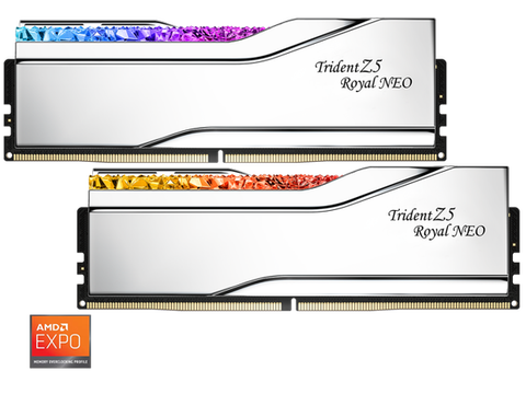 KIT Ram GSKILL Trident Z5 ROYAL NEO RGB Silver DDR5 96GB (48GB x 2) 6000MHz CL28 EXPO F5-6000J2836F48GX2-TR5NS ( Expo/ XMP )