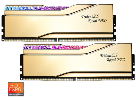 KIT Ram GSKILL Trident Z5 ROYAL NEO RGB Gold DDR5 96GB (48GB x 2) 6000MHz CL28 EXPO F5-6000J2836F48GX2-TR5NG ( Expo/ XMP )