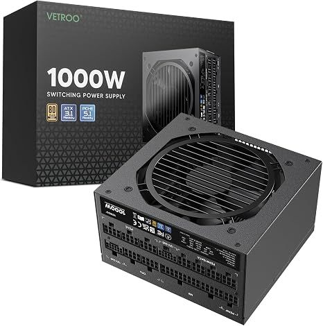 Nguồn Vetroo 1000W ATX 3.1 PCIe 5.1 Màu Đen