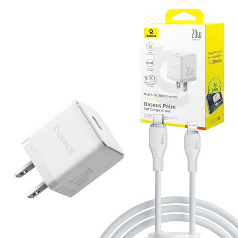Bộ Sạc Baseus Palm 1C 20W | Combo Sạc Nhanh Siêu Nhỏ Cho iPhone & Android