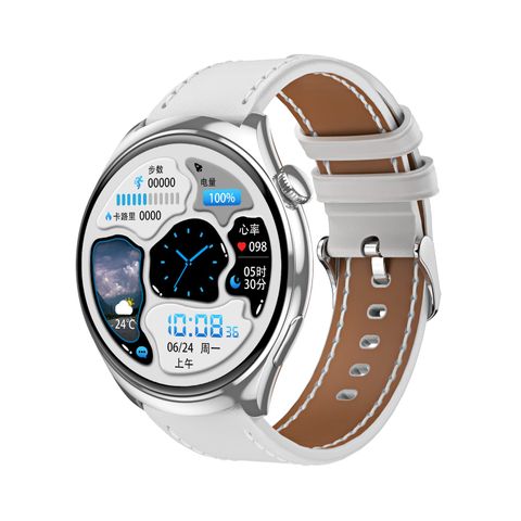 Huadai HD4 Silver Leather – Smartwatch AMOLED 1.43″ Theo Dõi Sức Khỏe