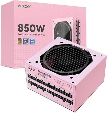 Nguồn Vetroo 850W ATX 3.1 Dual PCIe 5.1 Màu Hồng