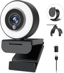  Webcam Angetube 4K Tích Hợp Đèn Vòng Cho PC Và Laptop 