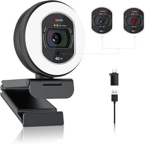 Webcam Angetube 4K UHD Có Đèn Nền Cho PC