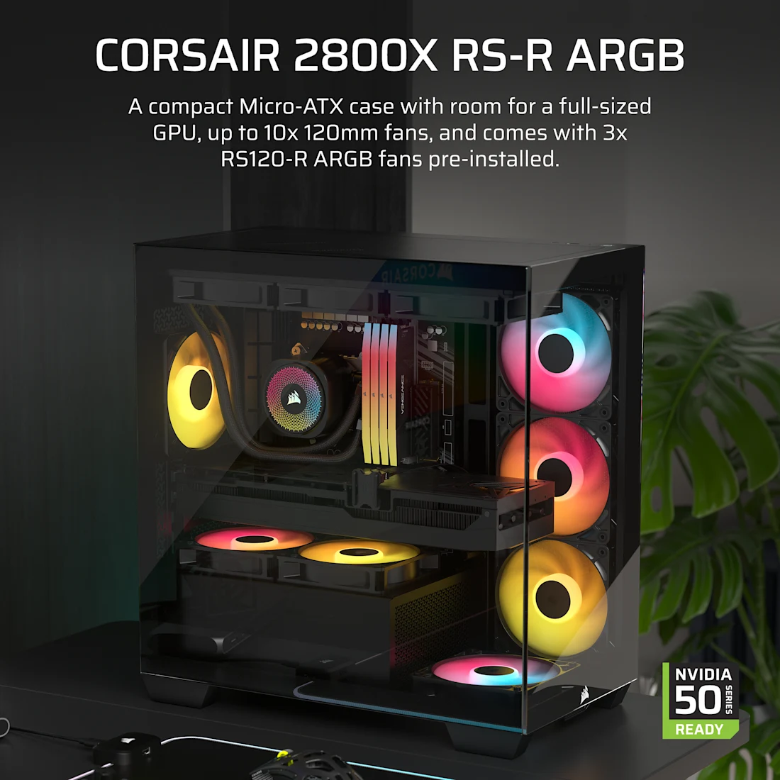 Ảnh minh họa Thùng máy Corsair 2800X RS-R ARGB | Kèm 3 Fan RS-R ARGB, Kính cường lực, Đen (CC-9011347-WW) 1