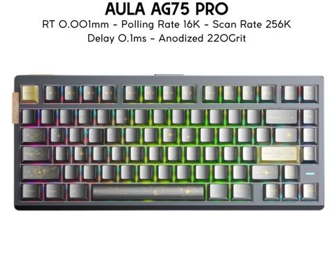 Bàn phím AULA AG75 Pro Black HE 8K, scan rate 256K