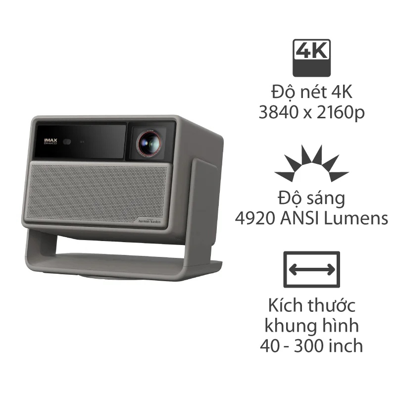 Máy chiếu XGIMI Horizon 20 Pro, 4K UHD (3840 x 2160), 4920 ANSI Lumens, 40 - 300 inch, Wi-Fi 6, Bluetooth 5.2, HDMI eARC, Optical, HDR10+, Dolby Vision