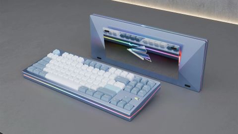 Paper80 Keyboard - Blue Case & PVD Mirror Silver SS Weight
