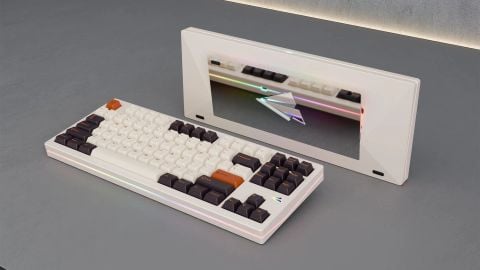 Paper80 Keyboard - E-Milk Tea Case & PVD Mirror Silver SS Weight