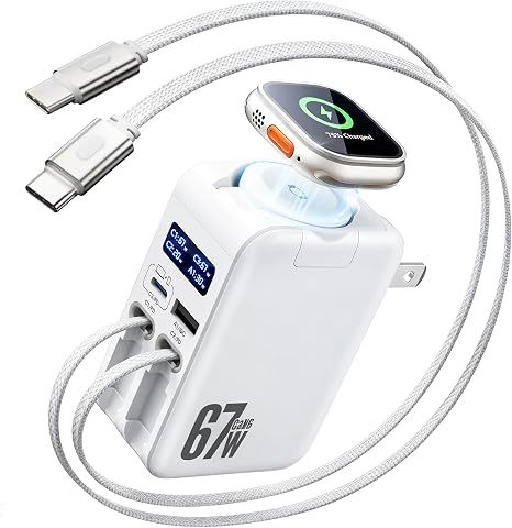 Sạc Tường USB-C 5 Trong 1 67W Thu Gọn Cho Apple Watch iPhone iPad