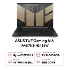  Laptop ASUS TUF Gaming A16 FA617NS-N3486W (AMD Ryzen 7-7735HS/8GB) 