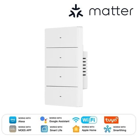 MOES Star Grand 4 Gang Matter WiFi công tắc cảm ứng 10A 2200W