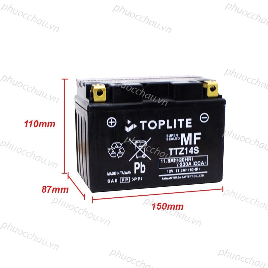 Ảnh minh họa Ắc quy xe moto Toplite TTZ14S 12V - 11.2AH, dùng cho Triumph, BMW, Honda, Suzuki, KTM, Yamaha, MV Agusta... 2