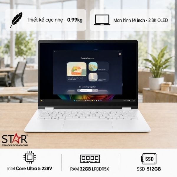 Ảnh minh họa Laptop văn phòng Acer Swift Edge 14 AI SFE14-51T-52KD (NX.JG4SV.002) | U5-228V, 32GB LPDDR5X, SSD 512GB NVMe, 14" 2.8K OLED Touch, Trắng 1