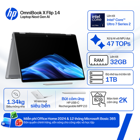Laptop HP OmniBook X Flip 14-kb0048TU D72BYPA (Intel Core Ultra 7 355)