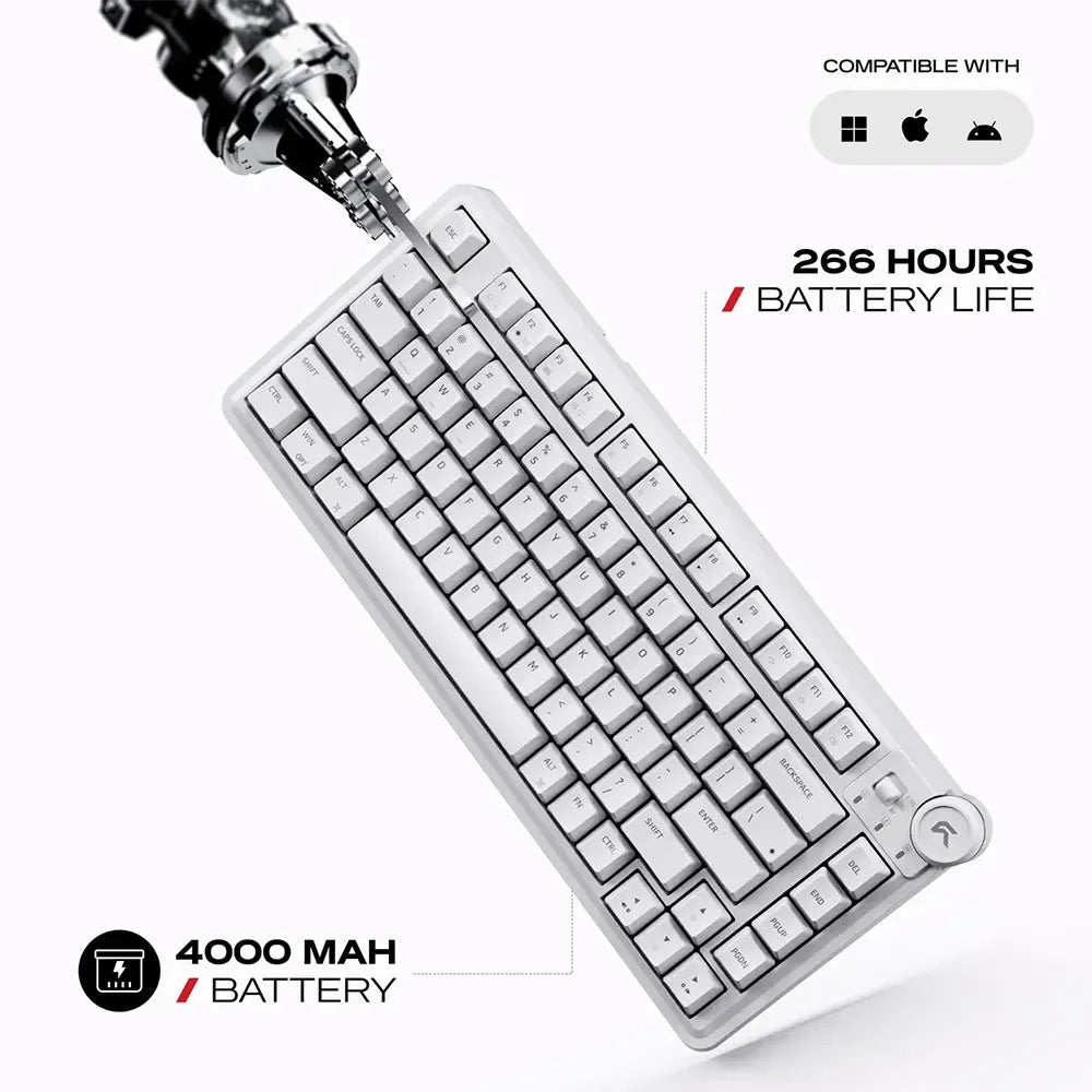 Ảnh minh họa CYBEART Nighthawk 75 Wireless MkII Pre-Lubed Switches Tri-Mode - Bàn phím chơi game White 1