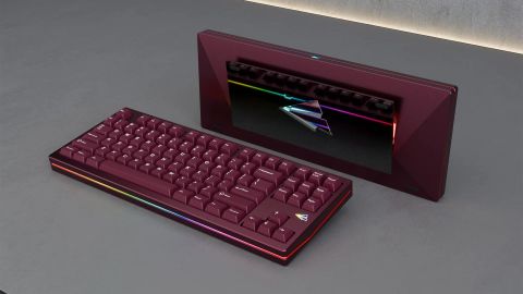 Paper80 Keyboard - Wine Case & PVD Mirror Gunmetal Grey SS Weight
