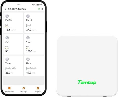 Temtop P2 Air Quality Monitor - CO2, PM2.5, PM10