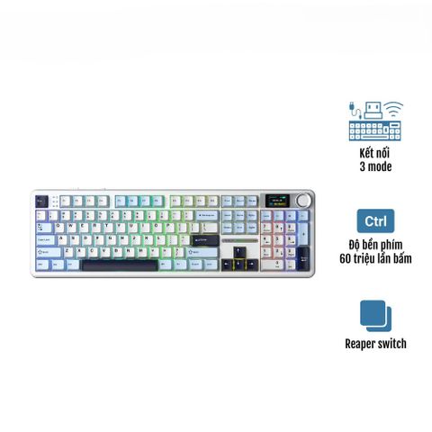 Bàn phím cơ AULA F108 Pro Glacier Blue Reaper switch