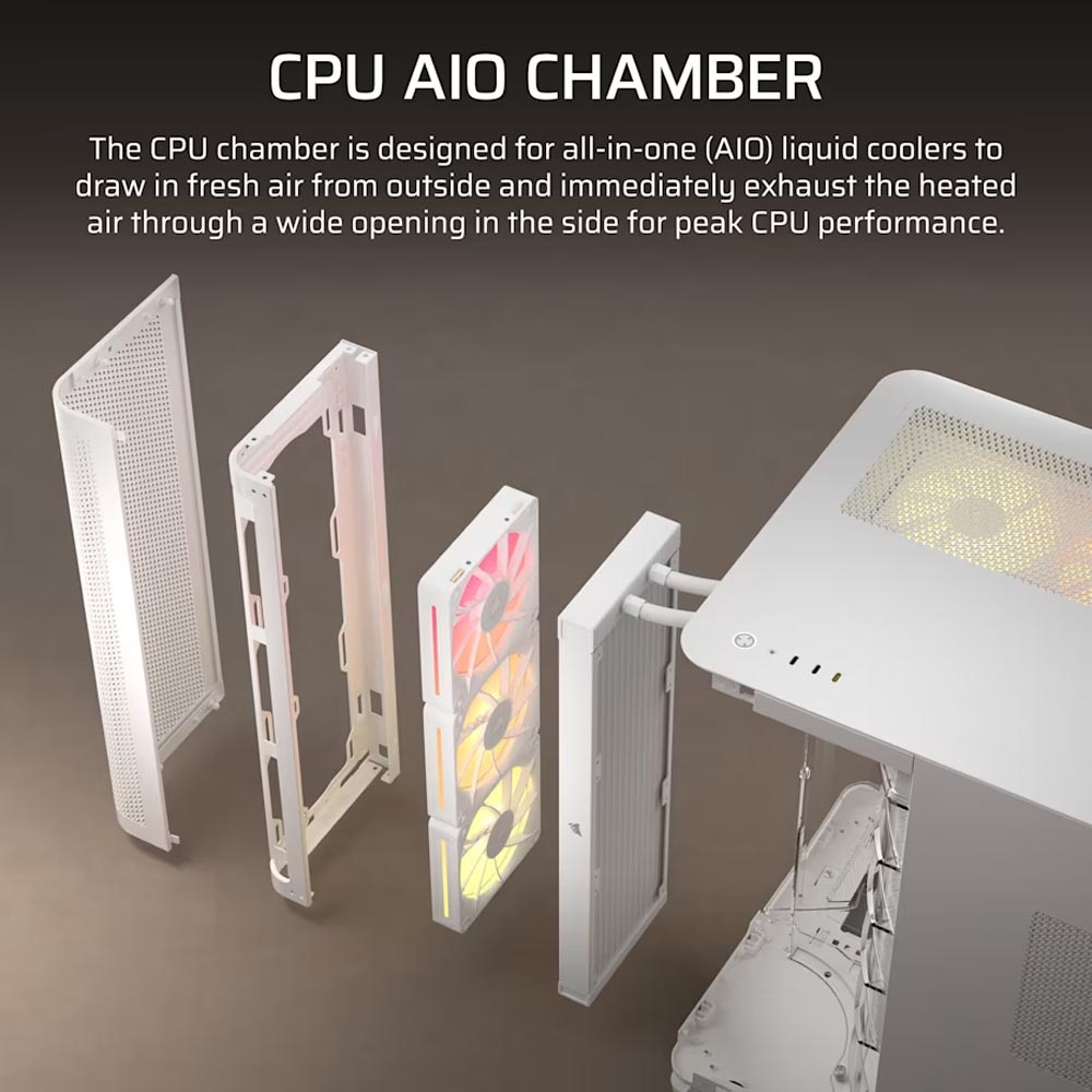 Ảnh minh họa Vỏ máy tính Corsair AIR 5400 LX-R RGB iCUE LINK Tempered Glass Mid-Tower, White CC-9011321-WW 2