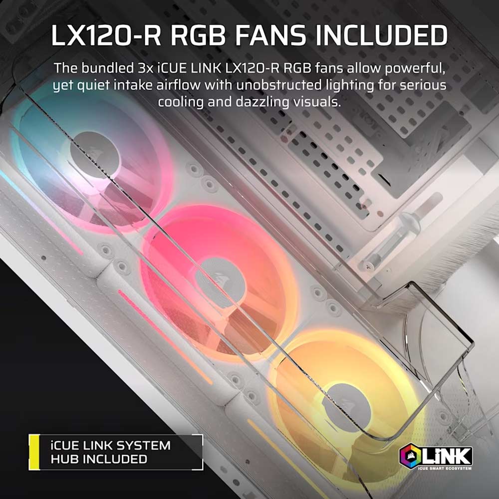 Ảnh minh họa Vỏ máy tính Corsair AIR 5400 LX-R RGB iCUE LINK Tempered Glass Mid-Tower, White CC-9011321-WW 3
