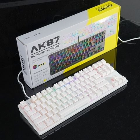 Bàn phím cơ Asestek AK87 RGB White (Blue Switch)